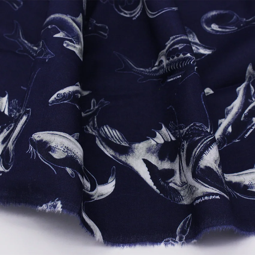 Picture 4: CMCYILING Printed Cotton Fabric Patchwork Fish Cloth For Sewing Handmade DIY Quilting Textile Doll  Material 50x145cm