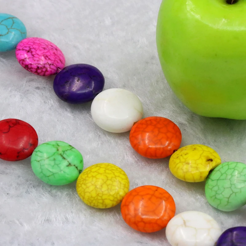 Discount!12mm Multicolor Turkey Stone coin shape loose  beads 15