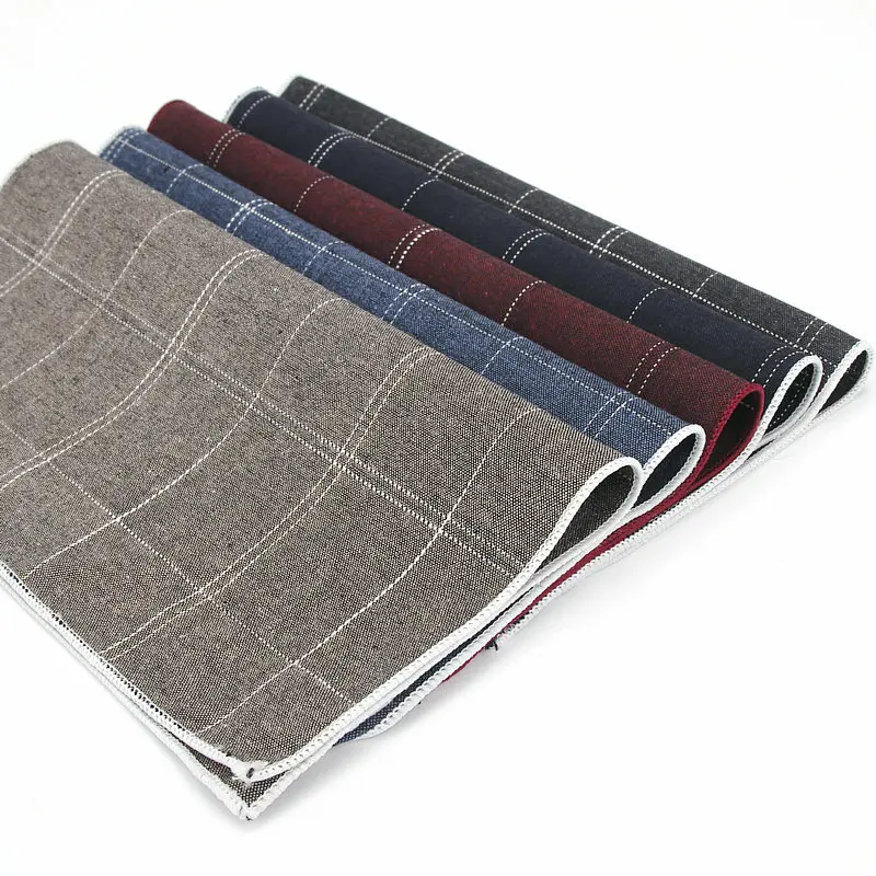 Brand High Quality Hankerchief Scarves Plaid Business Suit Hankies 100% Cotton Casual Men's Vintage Pocket Square Handkerchiefs