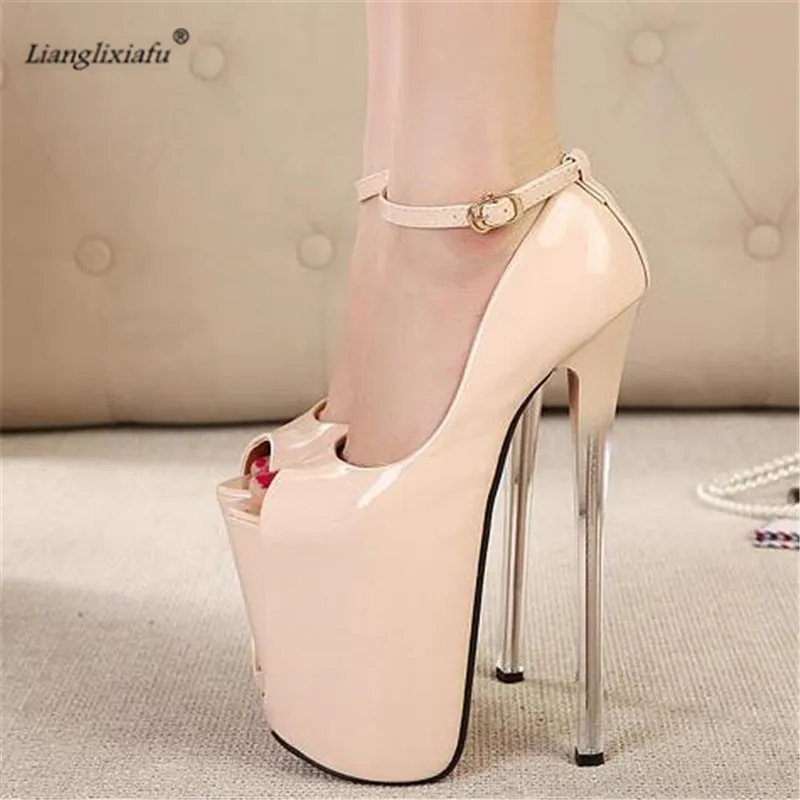 LLXF zapatos mujer Plus34-42 43 sexy Stiletto 16/19/22cm Thin Heels Shoes Woman Platform Ankle Strap Women Wedding Single Shoes