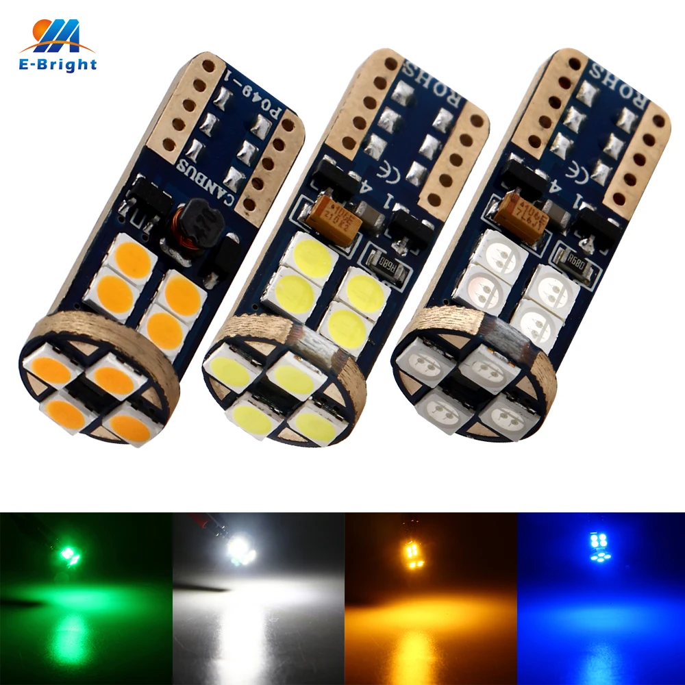 2 PCS T10 W5W led Canbus Error FREE 3030 12 SMD 720Lm LED Auto Wedge Bulbs Car Styling Trunk Lamps 12V DC Mix Colors