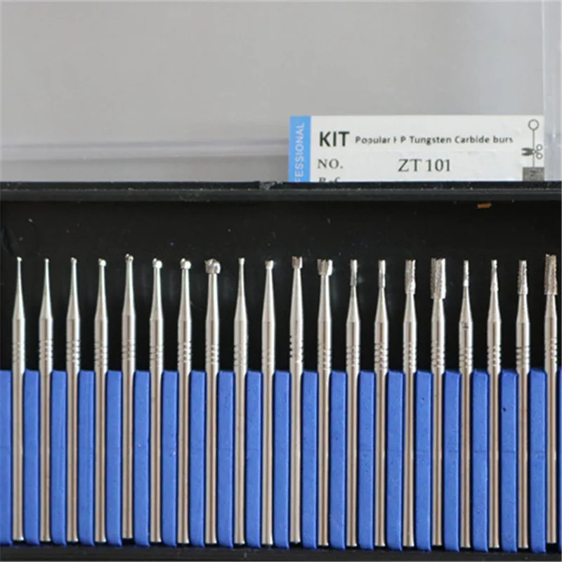 20 Pieces / Box Dental Tungsten Carbide Burs Kit HP Low Speed Popular Tool  For Alloy Metal Ceramics Jewellery Stones