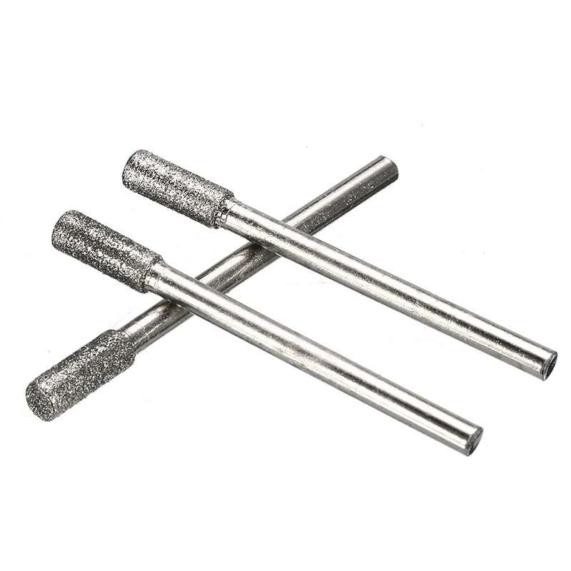 30PCS 4mm diamante rivestito cilindrico Burr catena sega affilatrice pietra File sega a catena affilatura intaglio strumenti di macinazione