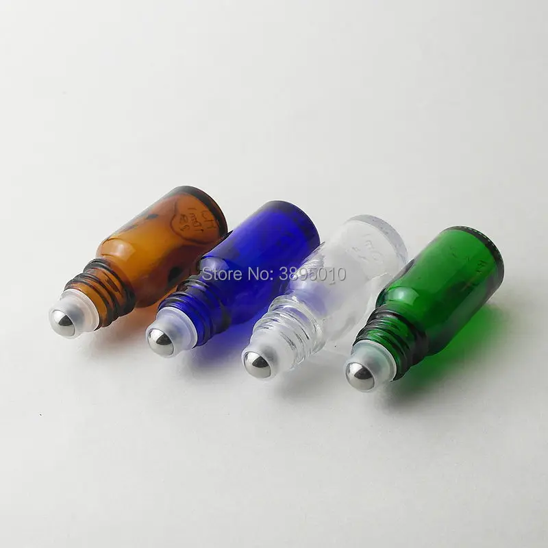 5ml 10ml Essential Oil Roller Bottles Portable Glass Roll On Refillable Jar Bottles With Metal Ball F814