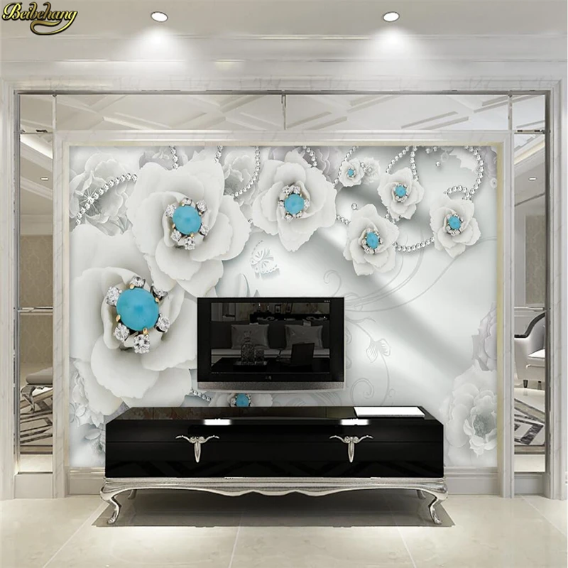 beibehang Custom Photo Wallpaper Mural Fine Refined Gems Peony TV Background Wall wall papers home decor papel de parede