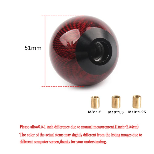Imagen 2 del producto Perilla de palanca de cambios Universal para coche, perilla de palanca de cambios de fibra de carbono para coche, palanca de cambios con forma de bola redonda, embalaje transparente acrílico