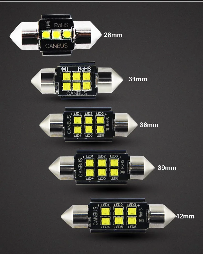 Gtinthebox C5W LED Canbus Bulbs 28mm 31mm 36mm 39mm 41mm Festoon Light with Auto Dome Lamp License Plate Car Interior Bulb 12v