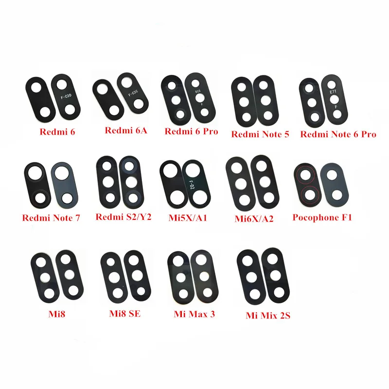 

1pcs Rear Back Camera Glass Lens For Xiaomi Mi 5X 6X A1 A2 8 SE Max3 Mix2S Pocophone F1 for Redmi 6 6A Pro S2 Y2 Note 5 6 Pro 7