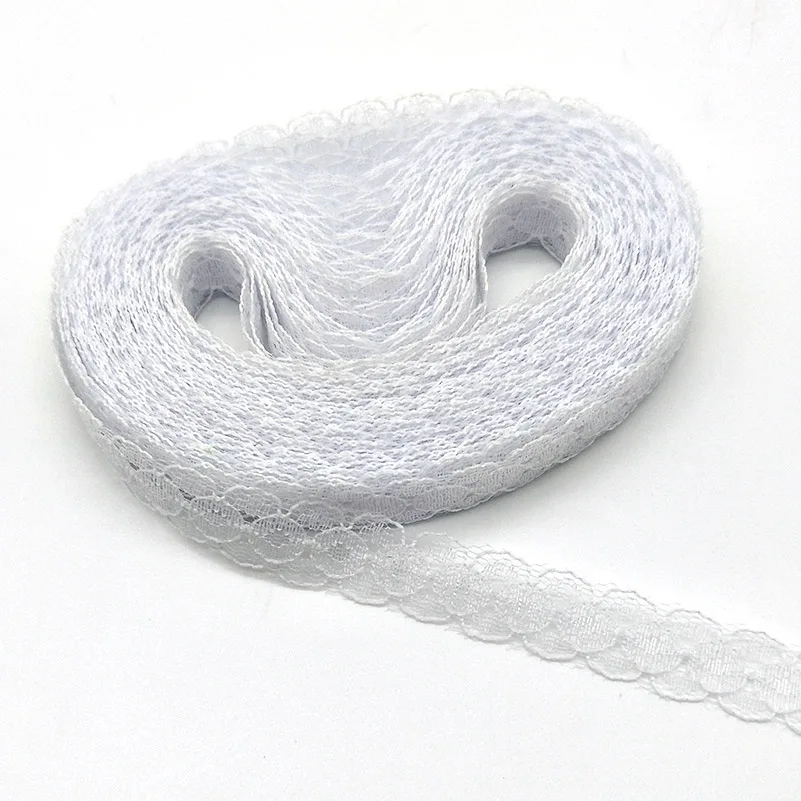 10 Yards High Quality Beautiful White Lace Ribbon Tape 14MM Lace Trim DIY Embroidered For Sewing Decoration African Lace Fabric