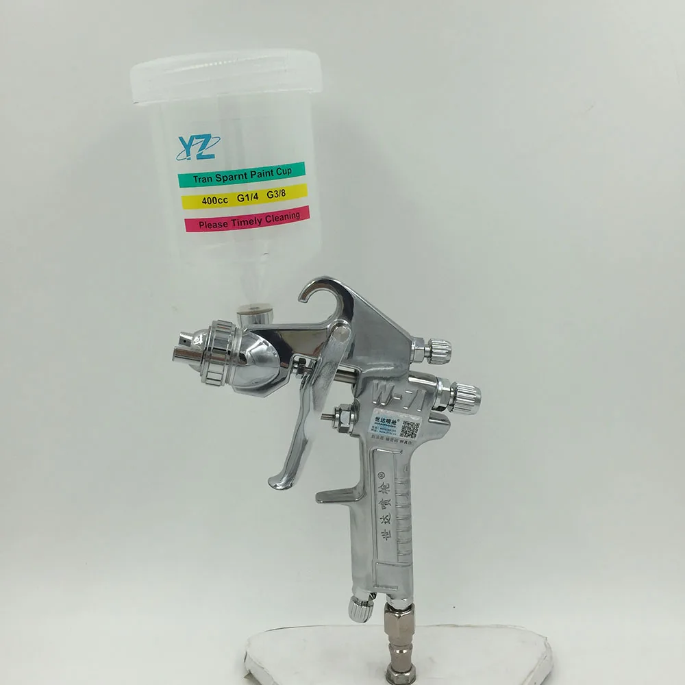 

W-71G paint spray machine HVLP air spray gun bottle 400cc high quality sst nozzle gravity feeding tank sprayer