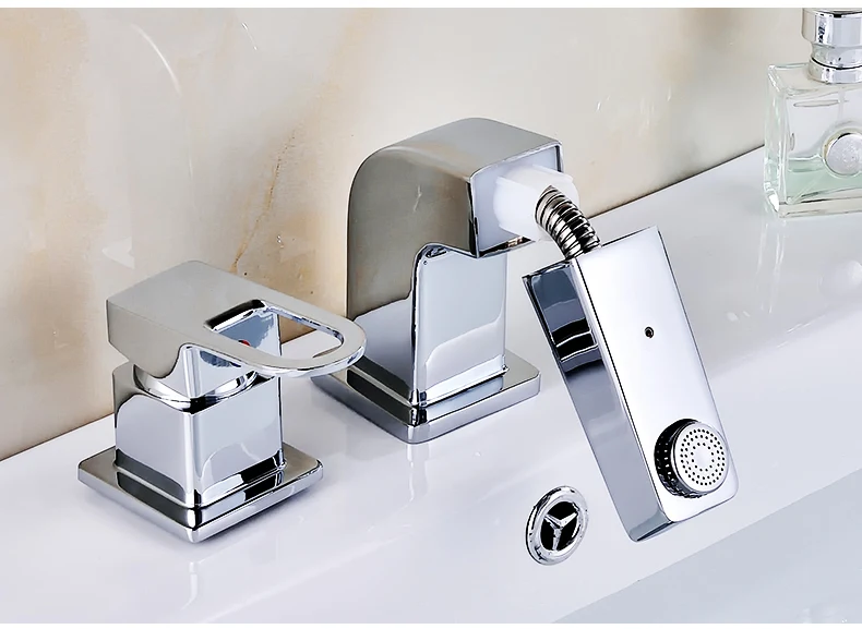 Vidric 2 Piece Bathroom put out Faucet Basin Faucets Deck Mounted Bathroom Tap Set 2 Hole Faucet Mixer  Crane