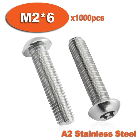 

1000pcs ISO7380 M2 x 6 A2 Stainless Steel Torx Button Head Tamper Proof Security Screw Screws