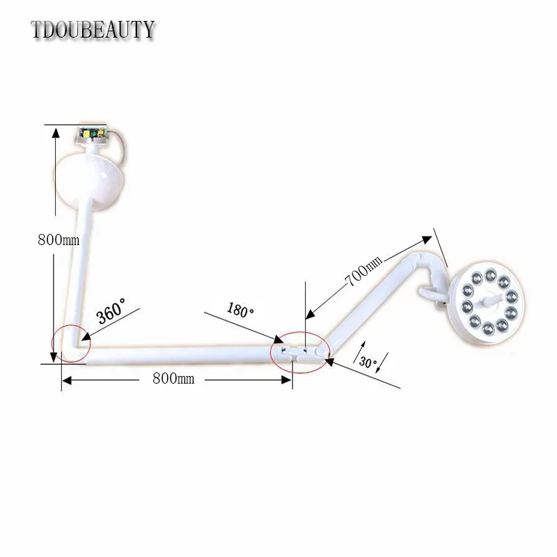 30W Hanging Vertical Ceiling LED Surgical Exam Light Shadowless Light Pet Surgery Dental Department Adjustable Brightness