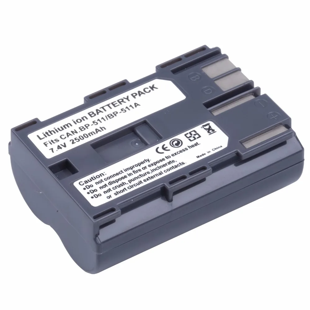 2 sztuk 2500mAh BP-511 BP511A akumulator baterie Batteria do Canon 20D 30D 40D 50D MV 30i 300 300i ZR20 25MC aparat