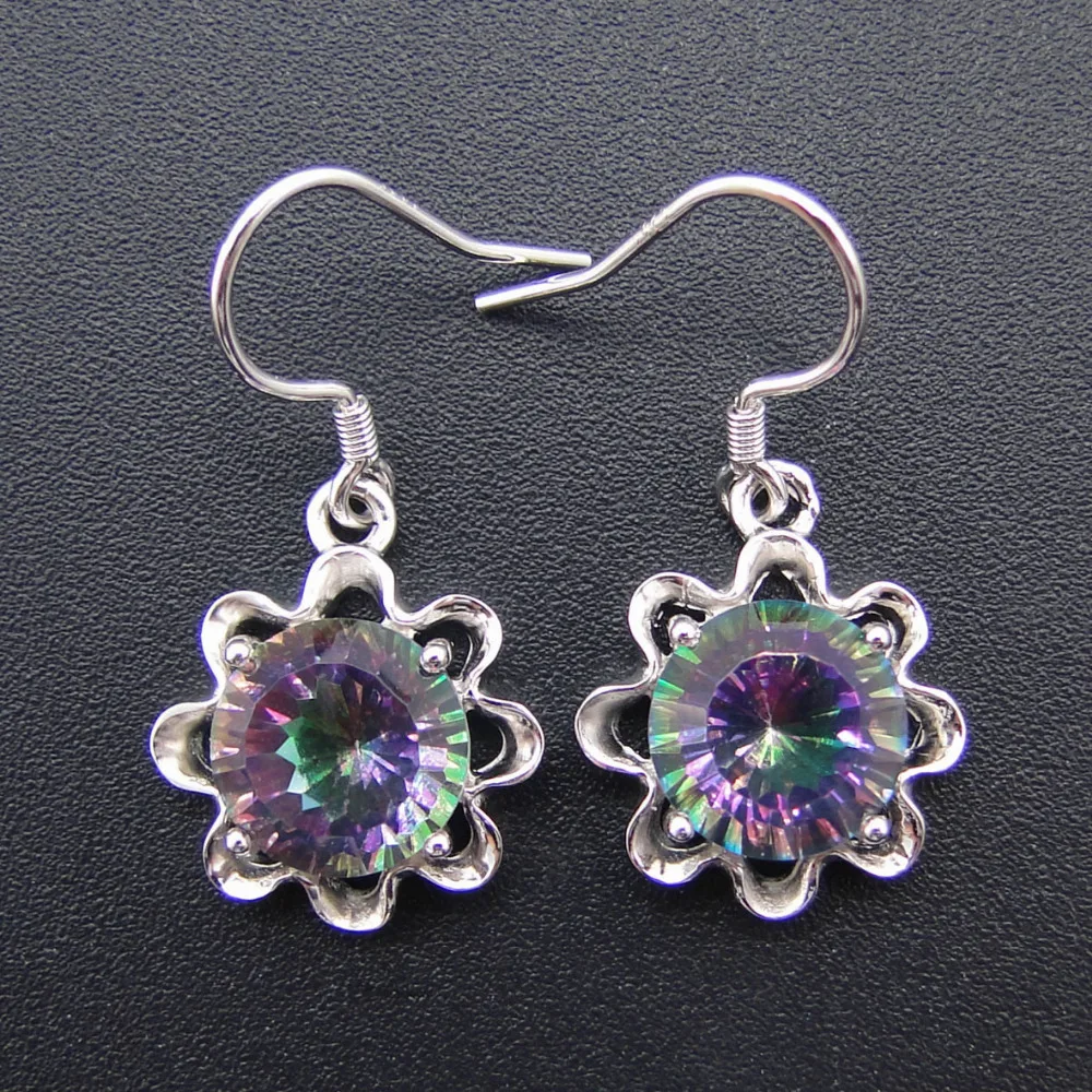 

Fine Jewelry 100% 925 Sterling Silver Earrings Rainbow Mystic Topaz Drop Earrings Women Jewelry Earrings for Women Daily Wear