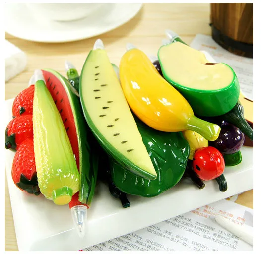 17pcs different shape farm Fruits and vegetables creative stationery lovely lifelike cartoon cute ballpoint pen with magnet