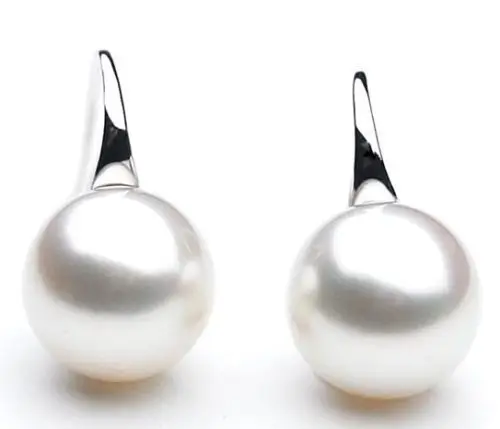 

hot sell new - hj 00603 a pair of AAA 10-11mm natural white south seas pearl earrings s925