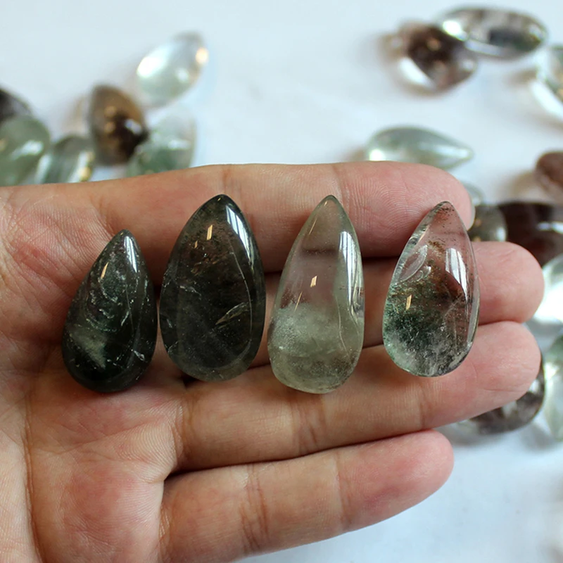 1 Piece 20*15MM Crystal Quartz Gemstone Specimen Healing Stone Ghost Phantom Stone Natural Green Ghost Phantom Stone
