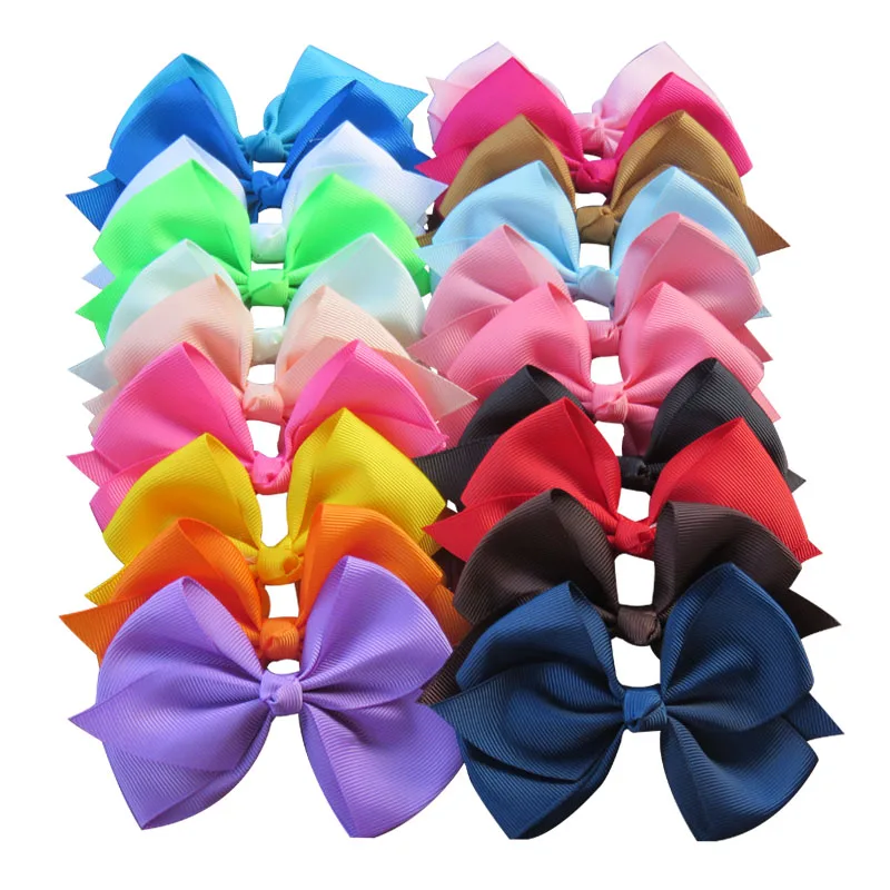 1PCS Lovely Solid Elastic Hair Bands Girls Ribbon Clips Bows Girl Hair 40 Colors Knot Hairpin Handmade Fashion Hair Accessories