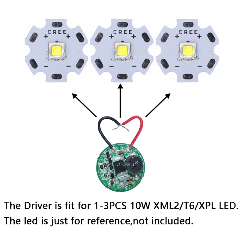 1PCS 1 Mode input 3.7V-30V dc 28mm LED Driver For 1pcs 2pcs 3pcs XML T6/U2 XM-L2/XPL LED Flashlight or 12V Battery Car Light