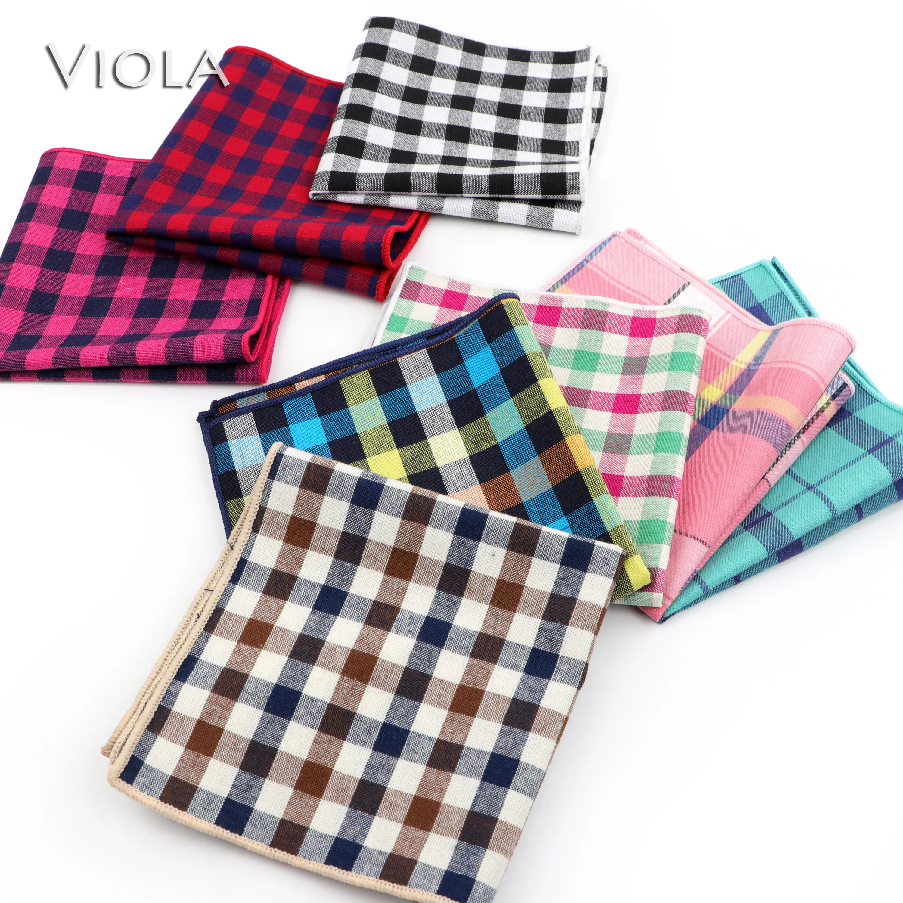 

Colorful Plaid Handkerchief 100% Cotton Hankie 23cm Women&Men Casual Party Pocket Square Gift Tuxedo Bow Tie Accessory