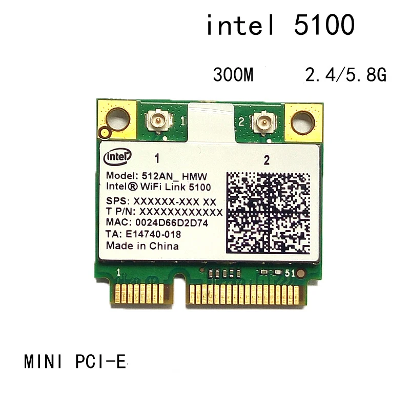 Intel WiFi Link 5100 512AN HMW 300M half mini pcie 2.4G/5G dual band wireless network card