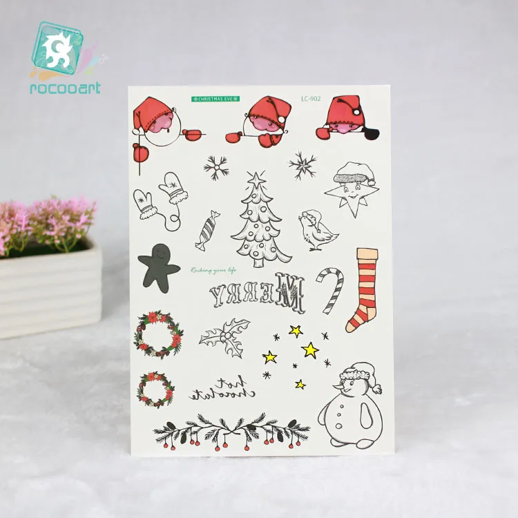 New 21*15cm Body Art Merry Christmas Elements Large Tatoo Sticker Snow Man Deer Temporary Fake Flash Tattoo Stickers Taty