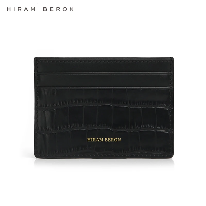 Hiram Beron Personalised Your Case Genuine Leather Crocodile Pattern Compact Wallet Card Case Dropship