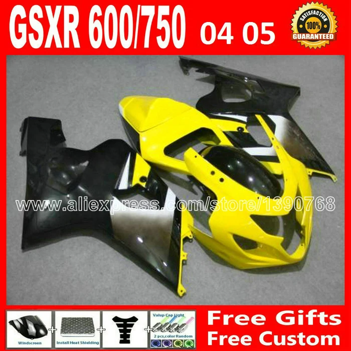 Brand new for 2004 2005 yellow black gray SUZUKI GSXR 600 750 fairing K4 RIZLA version gsxr600 GIN 04 05 GSX R750 7 gifts 893