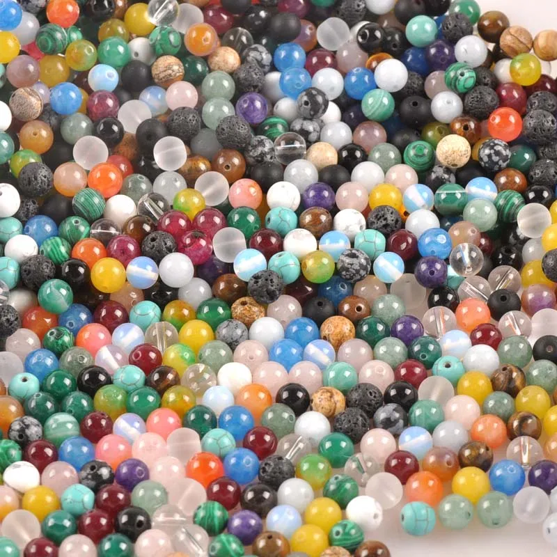 4/6/8/10mm Mixed Color Natural stone Beads Natural Round Loose Stone Beads For Jewelry Making DIY TRS0306