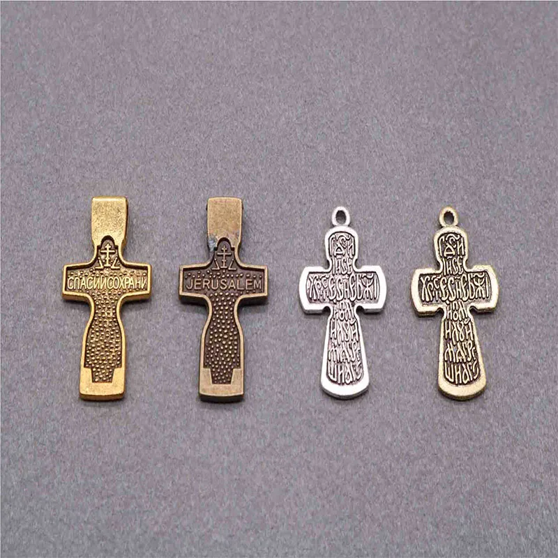 Many models Orthodox Jesus Cross Medal Vintage Bronze Cross. Rose Rosa Cross Attached Rosary Cross 10 Pieces