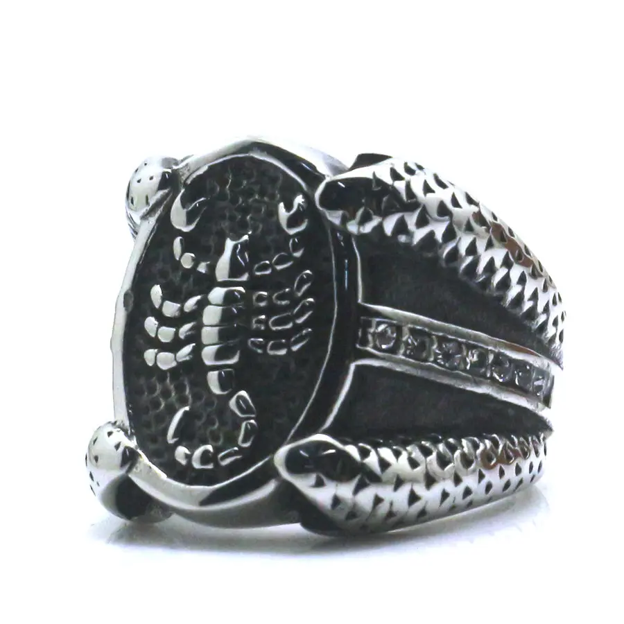 Newest Unisex 316L Stainless Steel Clean Stone Scorpion Punk Gothic Ring