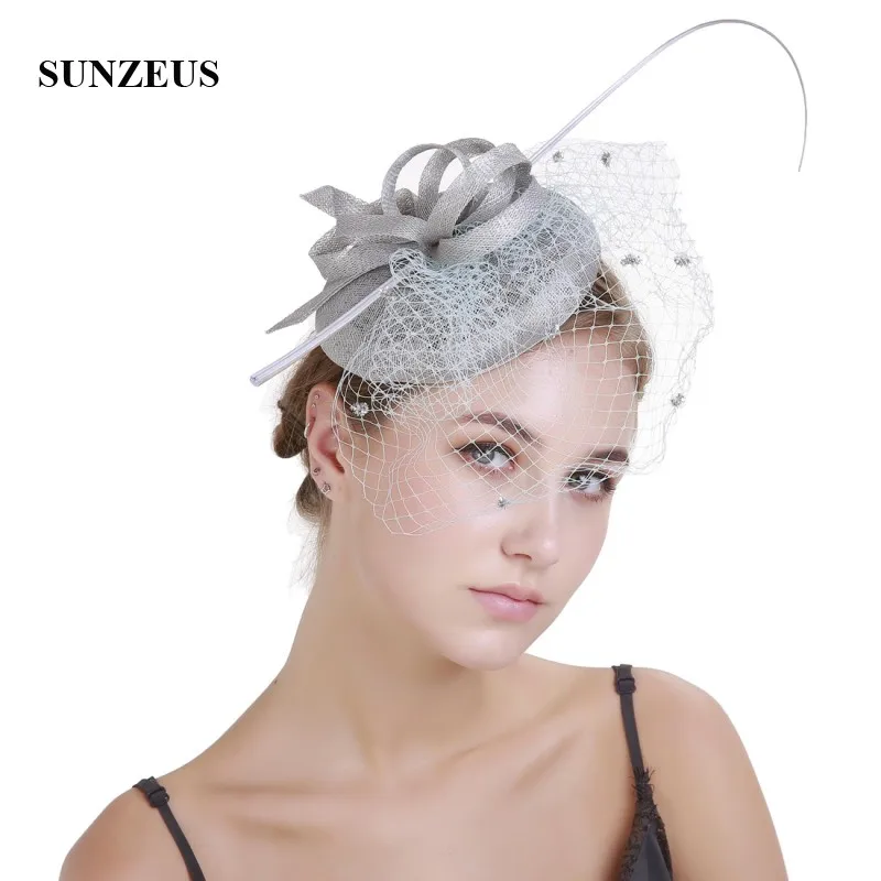 Fascinators Bridal Hat with Face Veil Graceful Wedding Hair Accessories Linen Flowers Women's Party Hats chapeu casamento SH56