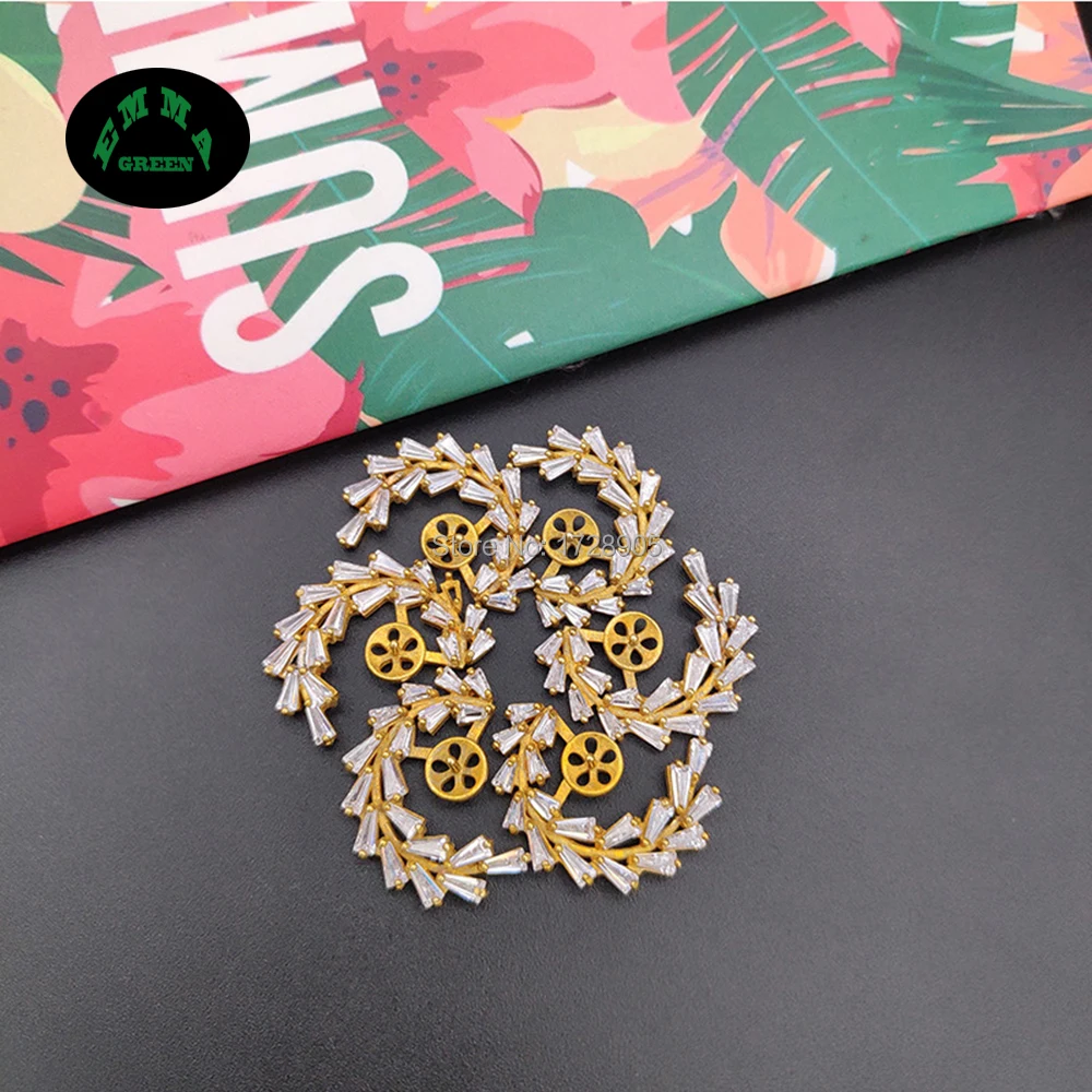 Zircon Windmill Flower Gold or Silver Button 100pcs Crystal Zircon Finding for Earrings Flower Zircons Accessories embellishment