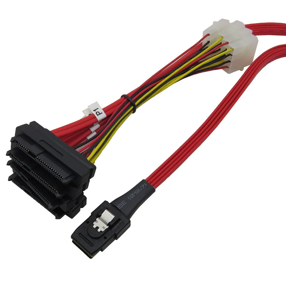 

3Ware red SFF 8087 Mini SAS to SFF 8482 x4 Fanout SAS Cable 1M