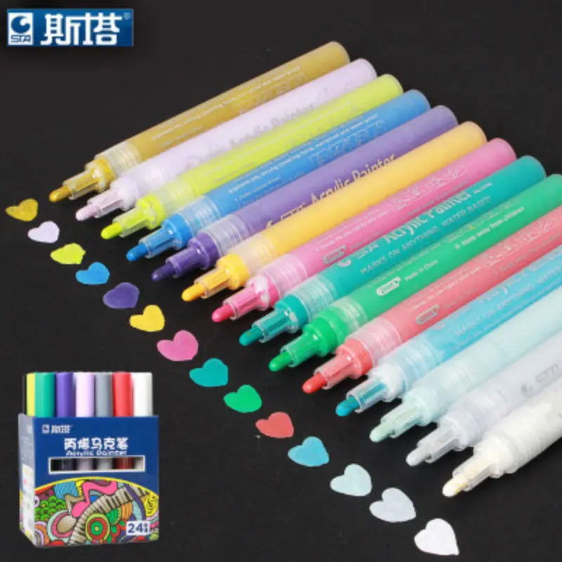 

24colors/set STA Acrylic mark pen paint mark drawing student painting art supplies school office supplies