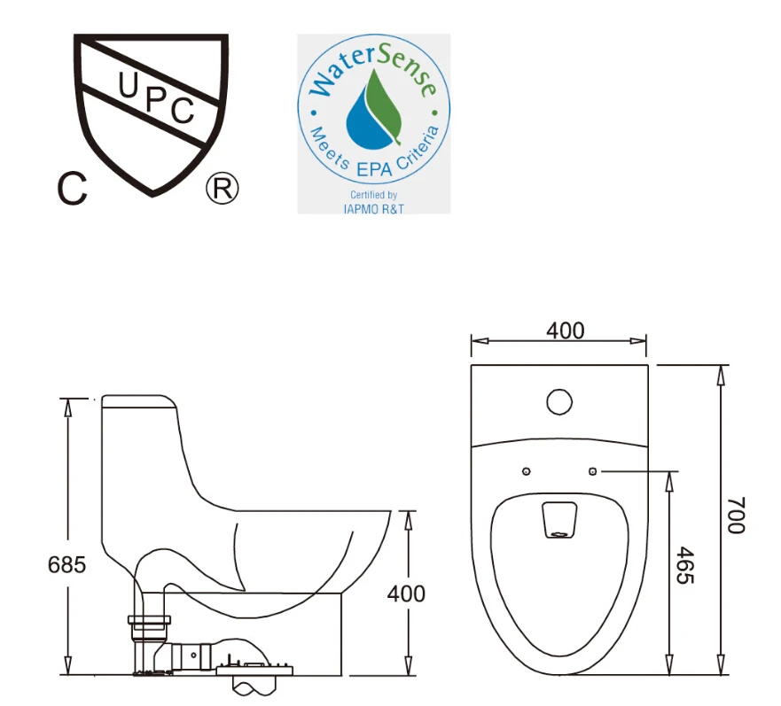 2019 hot sales water closet one-piece toilet S-trap toilets with PVC adaptor PP soft close seat AST358 UPC certificate