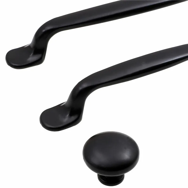QVWN Aluminum Alloy Black Cabinet Handles American style Kitchen Cupboard Door Pulls Drawer Knobs Fashion Furniture Hardware