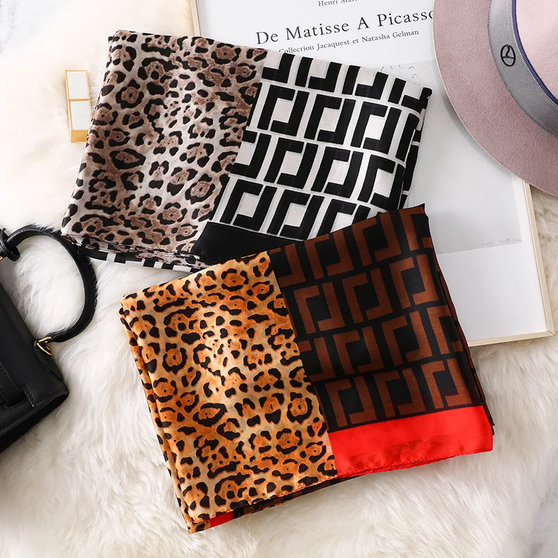 

KOI LEAPING new fashion leopard print scarves female outside holiday silk scarf beach beach towel Sunscreen long scarf