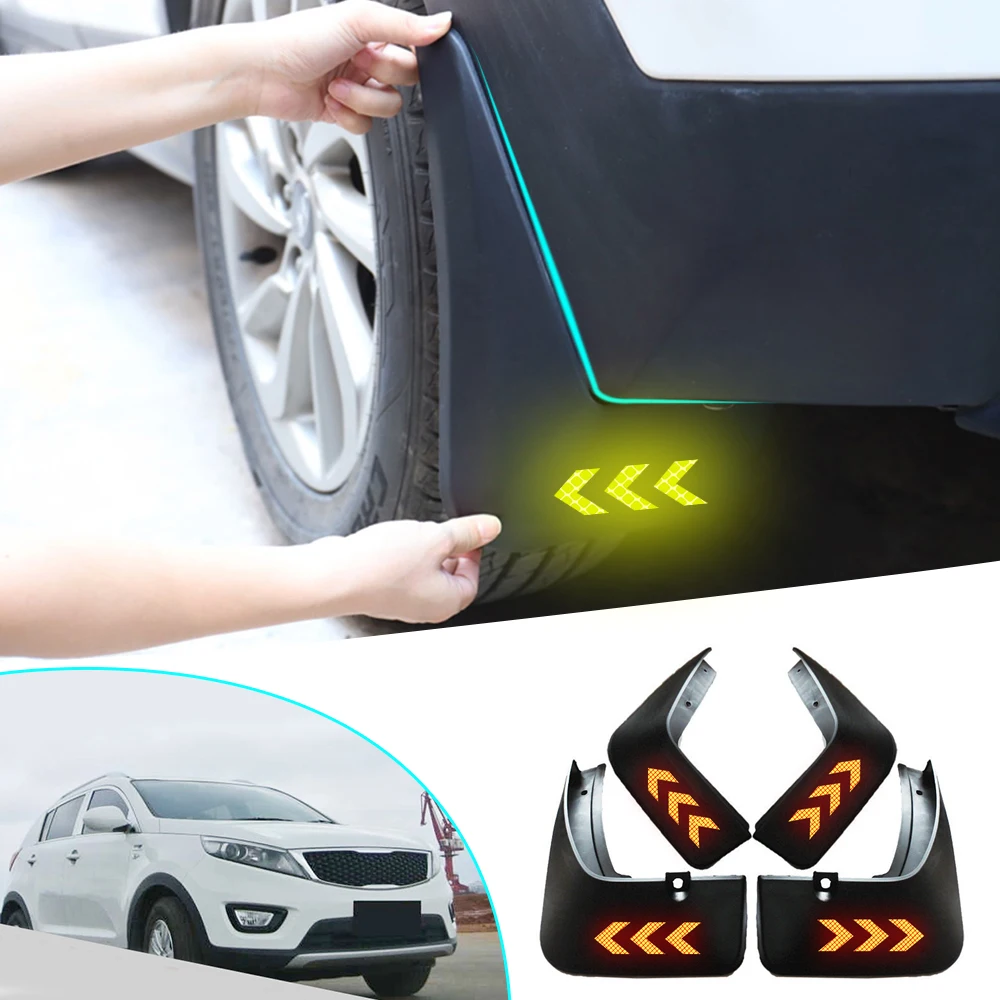 

4pcs Car Mud Flaps Front Rear Fender Flares For Kia Sportage MK2 2011-2017 Splash Guards Mudflaps Reflective Warning Mudguards