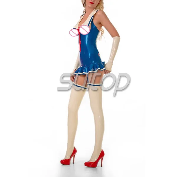 sexy school girl rubber costumes uniforms latex sets dress gloves stocking cosplay latex whole sets SUITOP