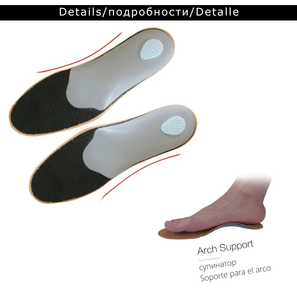 2 pair/lot Leather LOrthopedic Foot Care Insole Antibacterial Active Carbon Orthotic Arch Support Instep Flat Foot Shoe Pad 02