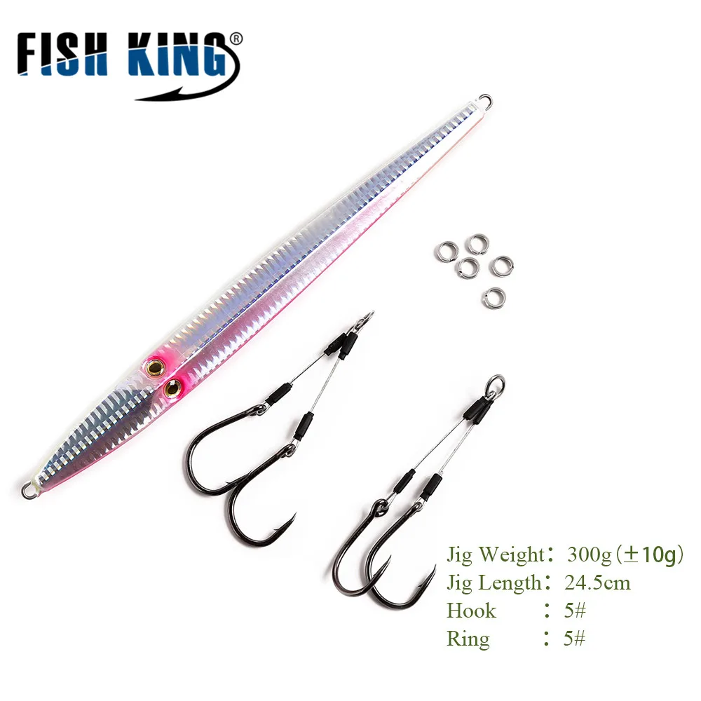 

FISH KING Jiging Fishing Lure Metal Hard Lure Bass Swim Bait With Hooks Artificial jig Lure Fishing Accessories Peche