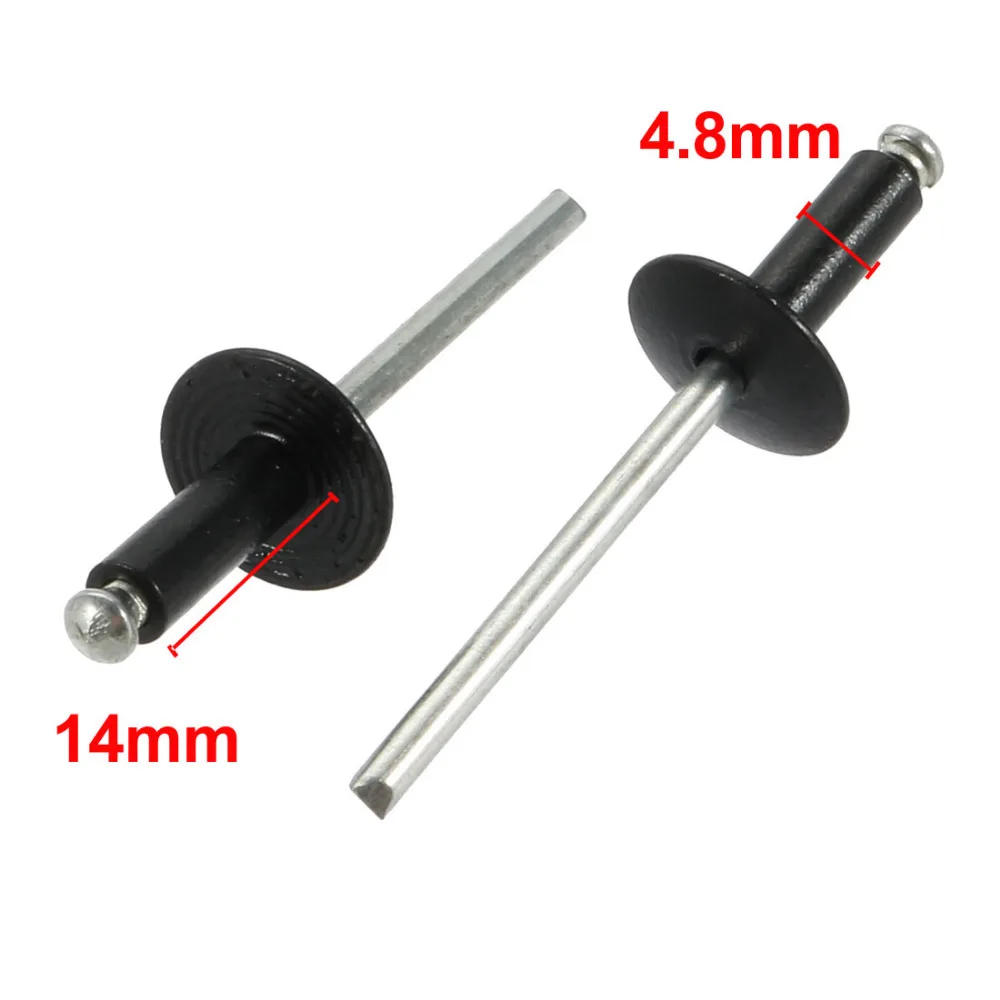Remaches Pop de aluminio, sujetadores de remache ciego de Brida Grande de extremo abierto para edificios y aviones, 4,8mm x 8/12/14/16mm, 40 unidades