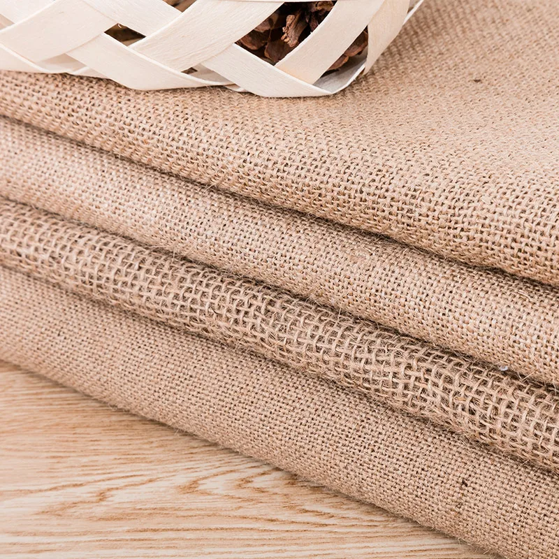 Thick Rough Raw Faux Jute Fabric Natural Color Background Burlap Linen Fabric For DIY Storage Bag Christmas Decoration TJ0208