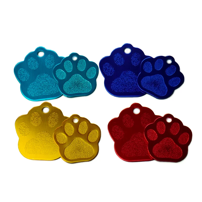 20pcs Paw Shape 2 Sides Tag pet dogs and cats ID Cat Puppy Name Phone No. of Pet accessories aluminum products decor ID Tags