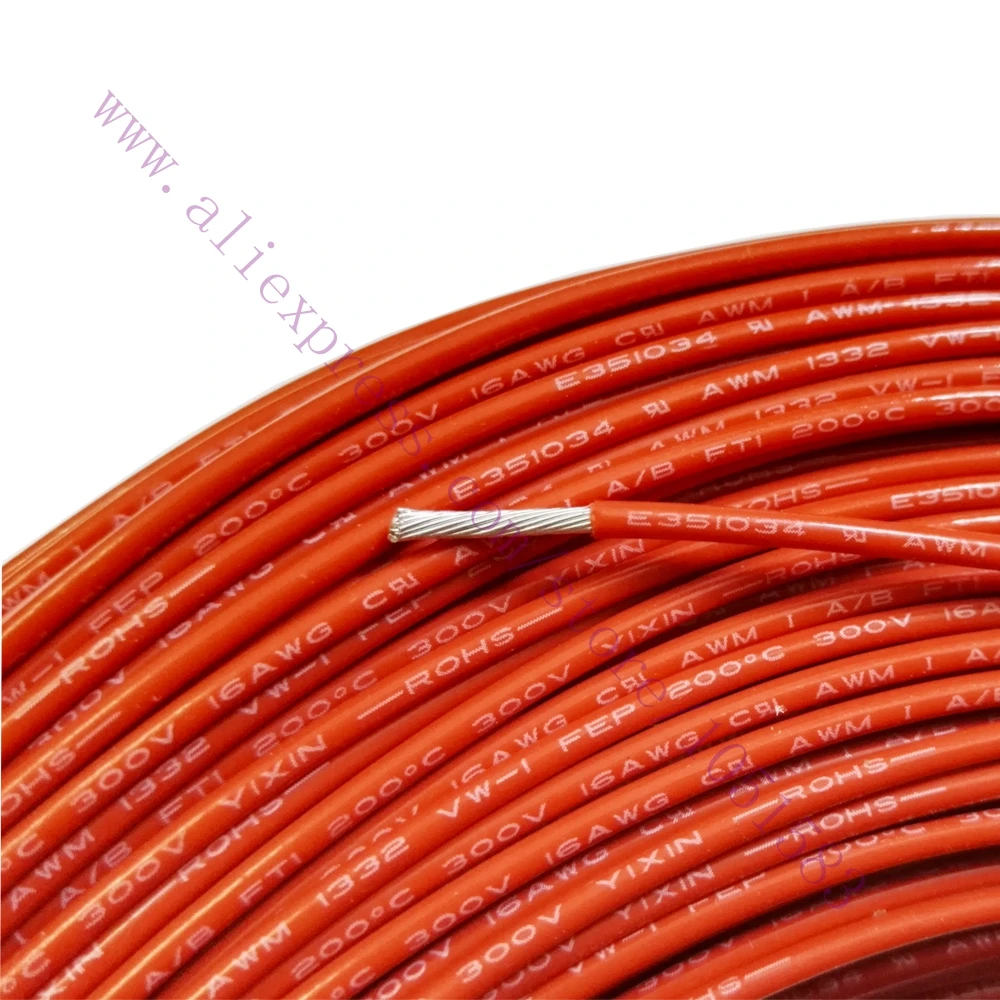 

5 метров UL1332 # 16AWG PTFE изолированный провод 300V 22A высокая термостойкость 200C для 3D принтер горячей кровать Питание