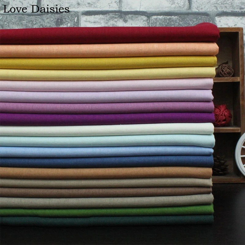 Cotton/Linen Fabrics DARK RED PURPLE OLIVE GREEN BROWN CAMEL Solid Color for DIY Decor Apparel Dress Cushions Handwork Textile