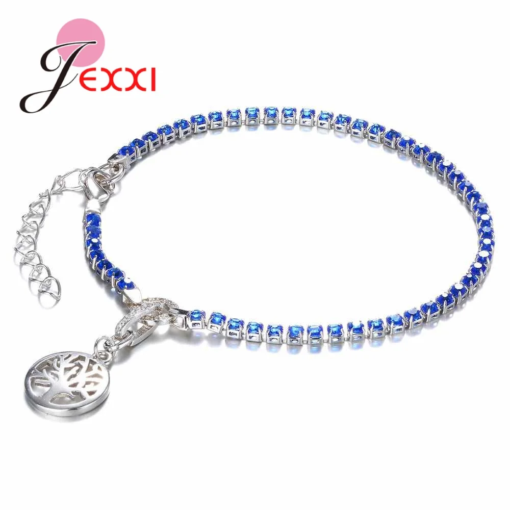 Newest Wholesale Women Girls Pretty 925 Sterling Silver Link Chains Bracelets With Tree Design Charms Daily Decorations