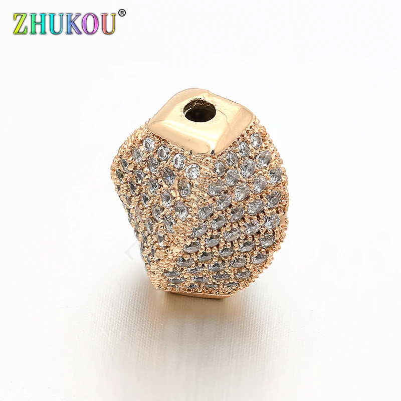 12*14mm  Brass Cubic Zirconia Spacer Beads DIY Jewelry Bracelet Necklace Making, Mixed Color, Model: VZ71